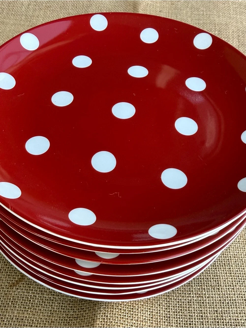 Pottery Barn Red and White Polka Dot Chloe Salad Plate